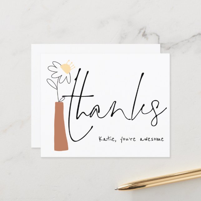 Budget Flower Vase informelle Nom du script Merci (Devant/Arrière en situation)