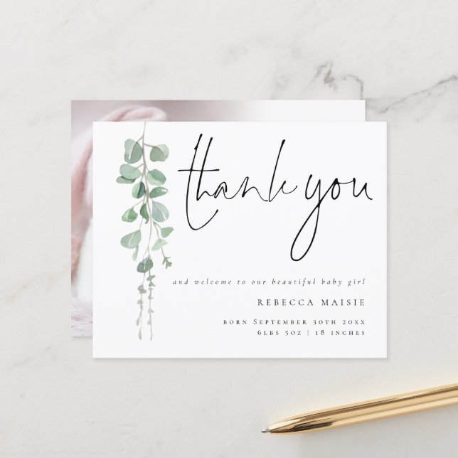 Budget Foliage Merci Bienvenue Photo Naissance Ann (Devant/Arrière en situation)