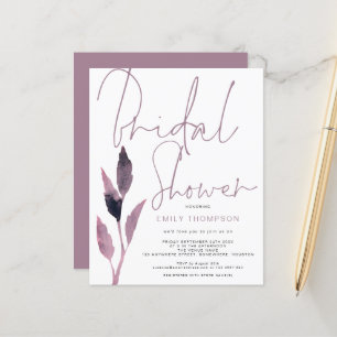 Budget Foliage Script nuptiale douche Invitation