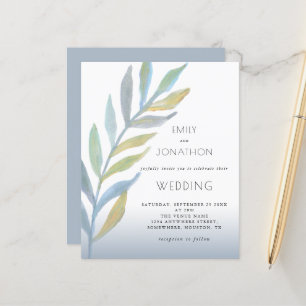 Budget Foliing Faire-part de mariage bleu Verre de