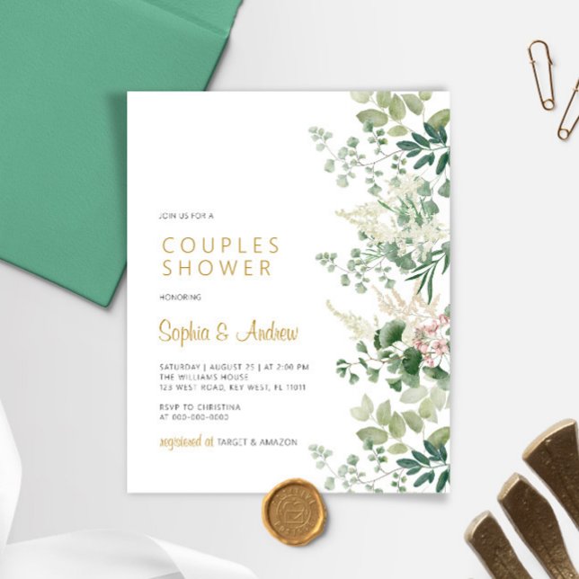 Budget Forest Green Couples Shower Invitation (Créateur téléchargé)