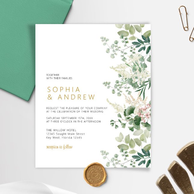Budget Forest Greenery Wedding Invitation (Créateur téléchargé)
