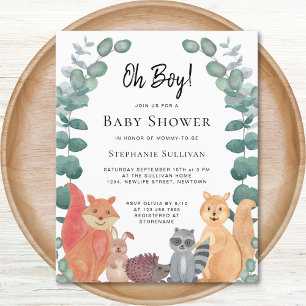 Budget Forêt de bois Animaux Baby shower Invitatio