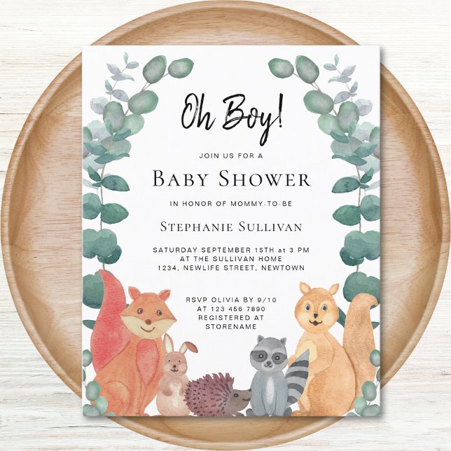 Budget Forêt de bois Animaux Baby shower Invitatio (Créateur téléchargé)