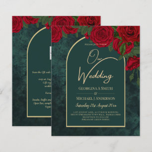 BUDGET ForêtVert ROUGE Roses d'hiver Mariage INVIT