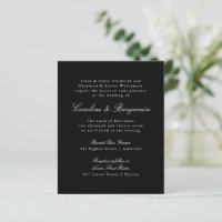 Budget Formal Black Élégant Mariage Invitation