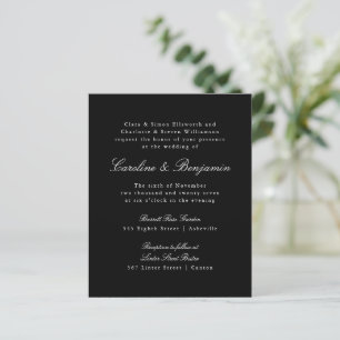 Budget Formal Black Élégant Mariage Invitation