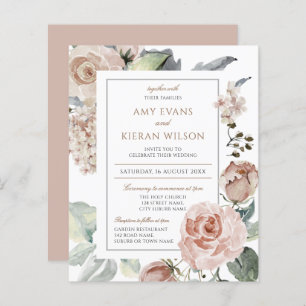 Budget Formal Élégant Floral Dusty Mariage rose