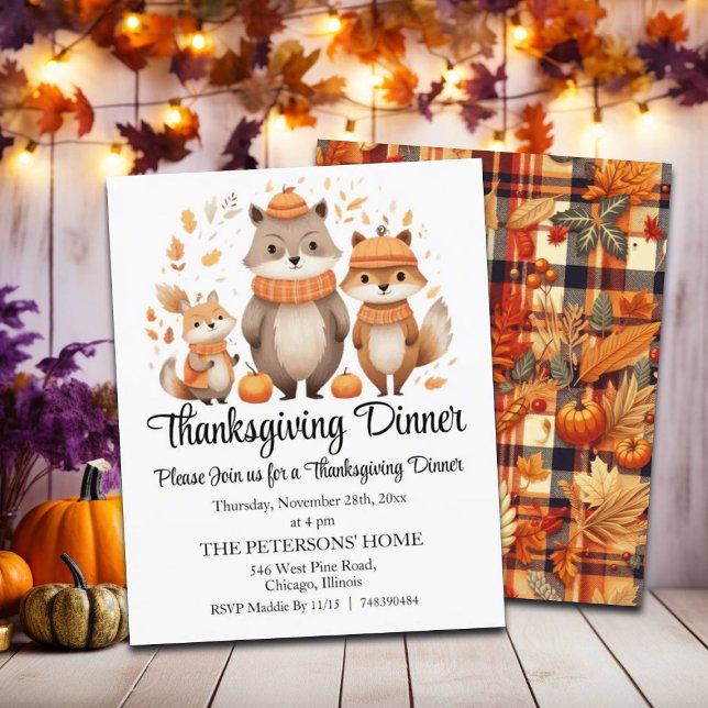 Budget Fox Famille Thanksgiving Dîner Invitation (Créateur téléchargé)