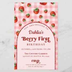 Budget fraise 1er anniversaire Invitation photo