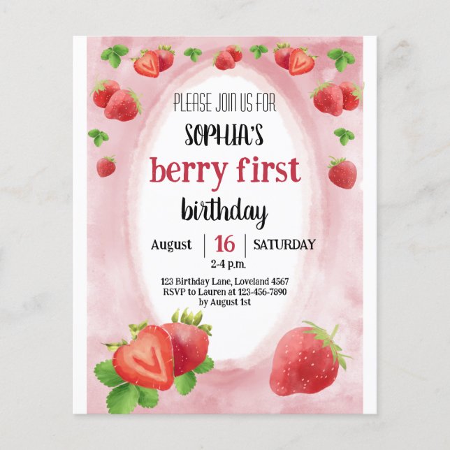 Budget fraise 1er anniversaire Sweet Berry Invitat (Devant)