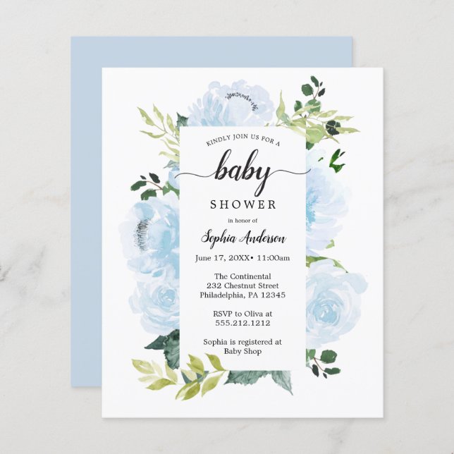Budget Friendly Fleur Jolie Baby shower Invitation (Devant / Derrière)
