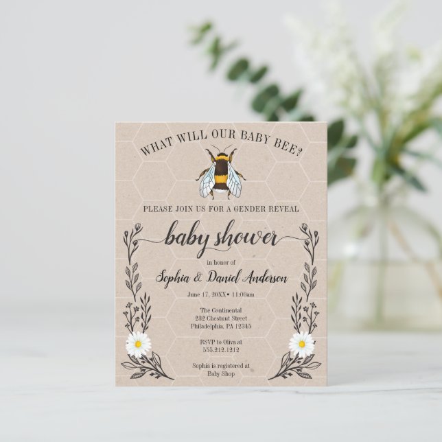 Budget Friendly Qu'est-ce que Baby Bee Invitation (Debout devant)