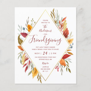 Budget Friendsgiving Autumn Foliing Invitation