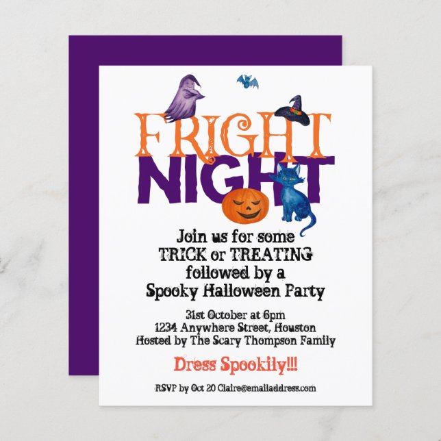 Budget Fright Night Halloween Fête Invitation (Devant / Derrière)