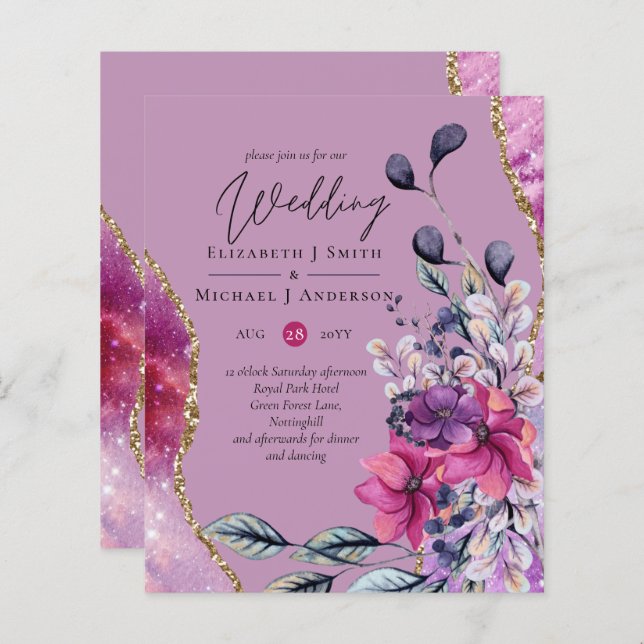 BUDGET Fuchsia Violet Violet Mariage Floral Invita (Devant / Derrière)
