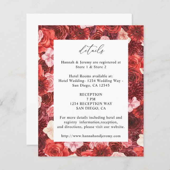 Budget Full Red Floral Détails - Blanc 3 (Devant / Derrière)