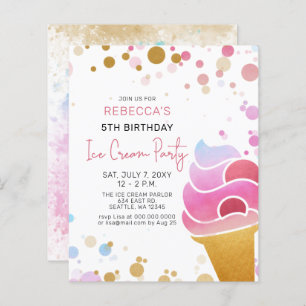 Budget Fun Ice crème party Anniversaire invitation