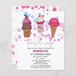 Budget Fun Ice crème party Anniversaire invitation