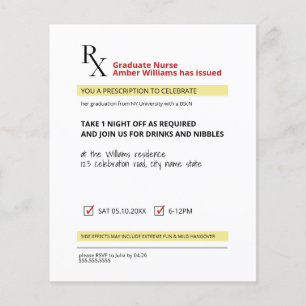 Budget Fun Novelty Prescription Nurse Grad Invitat