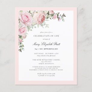 Budget Funérailles rose florale Invitation