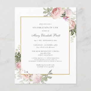 Budget Funérailles rose florale Invitation