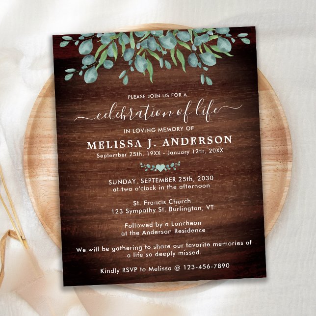 Budget Funérailles Rustiques Célébration De L'Invi (Créateur téléchargé)