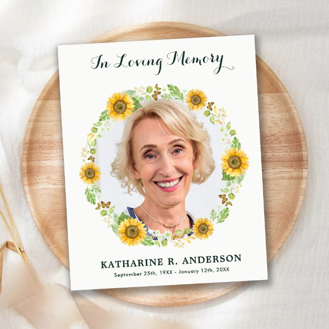 Budget Funérailles tournesol photo Sympathy Merci (Créateur téléchargé)