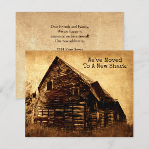 Budget Funny Vieux Shack Déménager Nouveau Pays D'