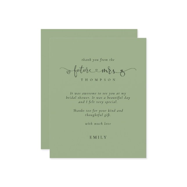 Budget Futur Mme Fête des mariées Sage Green Merci (Devant/Arrière en situation)