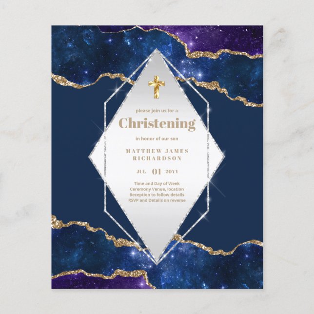 BUDGET Galaxy CHRISTENING Invitations Baptême Baut (Devant)