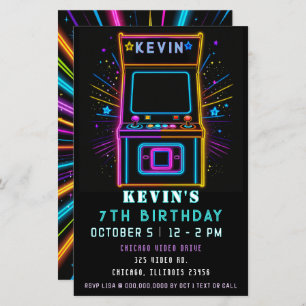 Budget Gaming Fun Neon Glow Arcade Anniversaire In