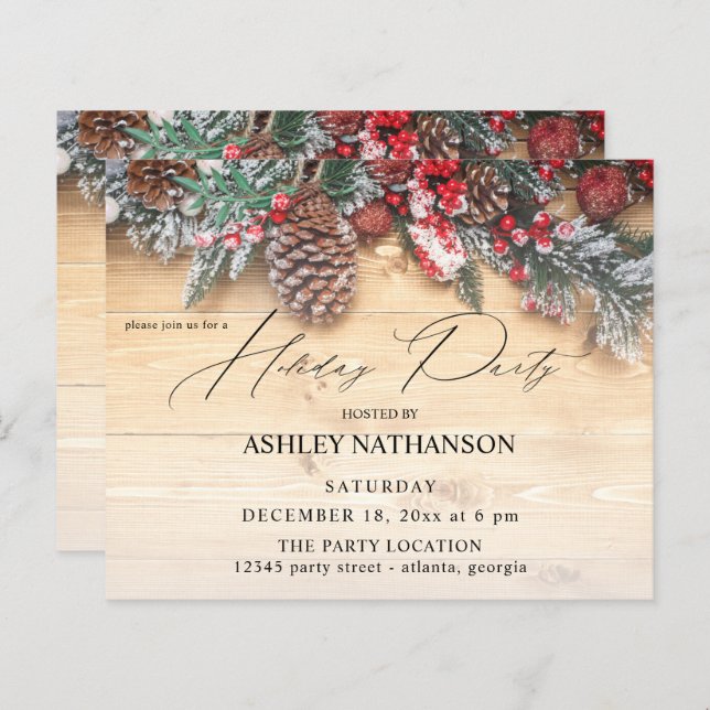 Budget Garland & Berries Rustic Holiday Party (Devant / Derrière)