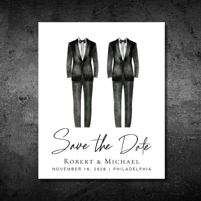 Budget Gay Mariage Tuxedo Enregistrer La Date (Créateur téléchargé)