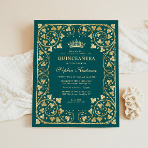 Budget Glam Emerald Gold Tiara Quinceanera