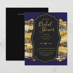 Budget Glam Gold Blue Fête des mariées Invitation