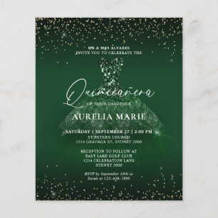 BUDGET Glam Gold Green Princesse robe Quinceanera