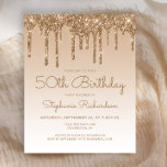 Budget Glam Gold Parties scintillant 50e anniversa<br><div class="desc">Cette invitation branchée à 50ème anniversaire présente une bordure brillante de fausse parties scintillant d'or et un arrière - plan sombre. Les mots "50e anniversaire" et le nom de l'invité d'honneur apparaissent en écriture manuscrite en or décontracté, avec le reste du texte personnalisable en or sans serif. La même conception...</div>