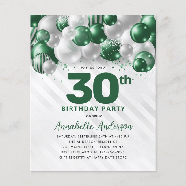 Budget Glam Green Balloon argent Parties scintilla (Devant)