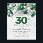 Budget Glam Green Balloon argent Parties scintilla<br><div class="desc">Glam moderne Emerald Green Balloon Parties scintillant étincelante étincelle à tout âge Anniversaire Invitation</div>