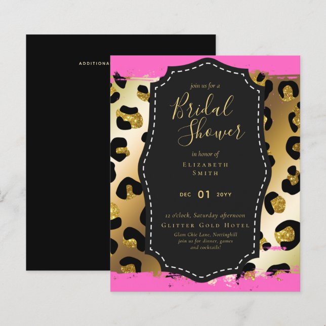 Budget Glam or rose Fête des mariées Invitation an (Devant / Derrière)
