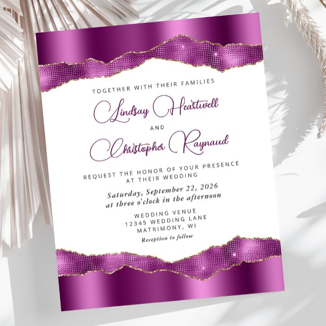 Budget Glam Purple Miroir Tiles Mariage Invitation (Créateur téléchargé)