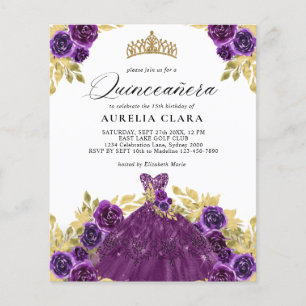 BUDGET Glam Purple Robe Florale 15e Quinceañera