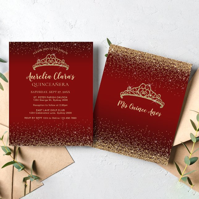 BUDGET Glam Red Gold Parties scintillant Tiara Qui (Créateur téléchargé)