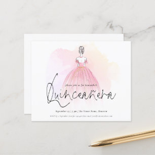 Budget Glam Robe Elégante Quinceanera Invitation