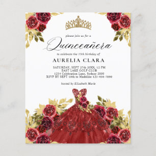 BUDGET Glam Robe rouge Floral 15e Quinceañera