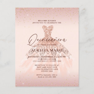 Budget Glam Rose Gold Princesse robe Quinceanera