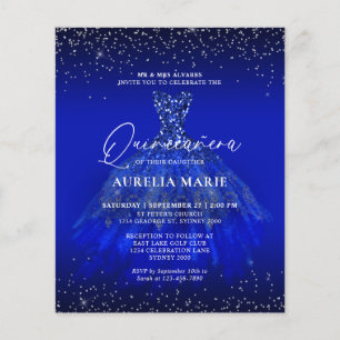 BUDGET Glam Silver Blue Princesse robe Quinceanera