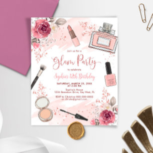 Budget Glam Spa Blush Invitation d'anniversaire