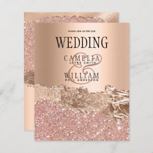 BUDGET Glamour Rose Gold Mariage Invitation